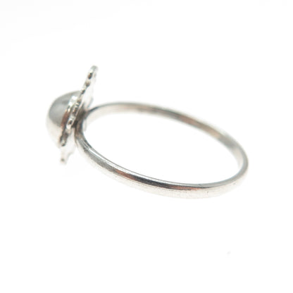 925 Sterling Silver Vintage Modernist Ball Ring Size 5.75