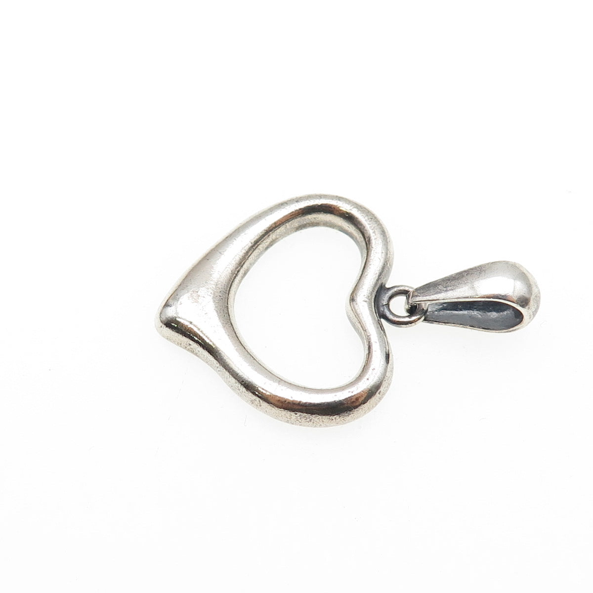 950 Silver Vintage Open Heart Oxidized Charm Pendant