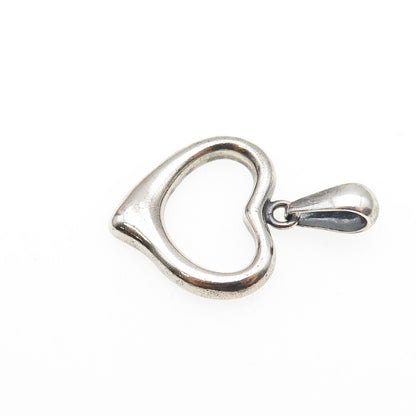 950 Silver Vintage Open Heart Oxidized Charm Pendant