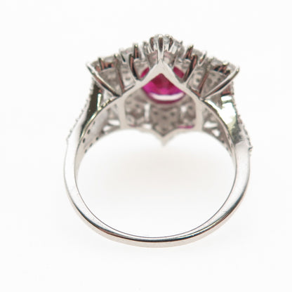 925 Sterling Silver Lab-Created Ruby & C Z Bohemian Ring Size 8