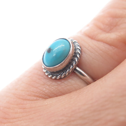 Old Pawn Sterling Silver Vintage Southwestern Bisbee Turquoise Ring Size 5.25