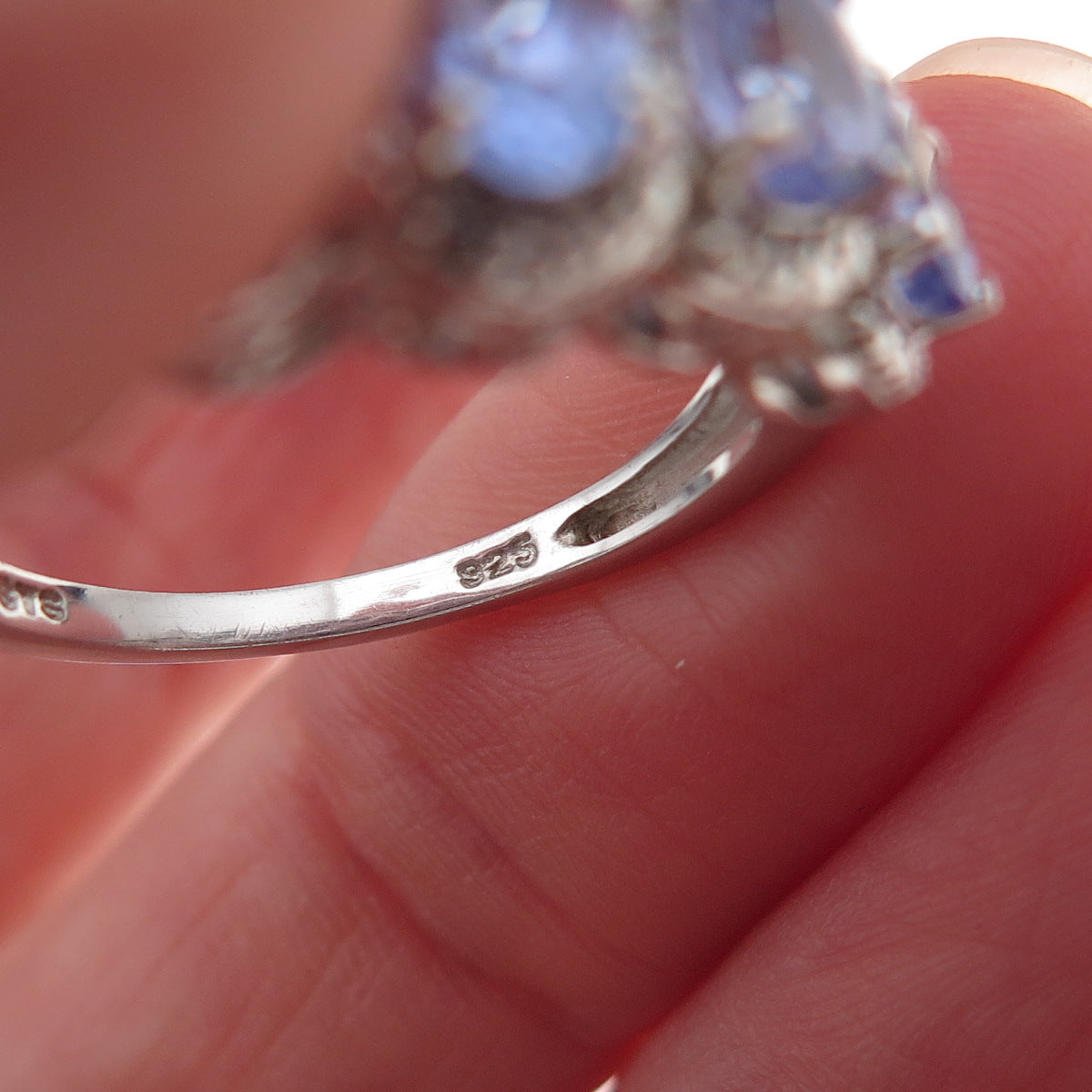 Chuck Clemency 925 Sterling Silver Real Oval-Cut Tanzanite Ring Size 7.75