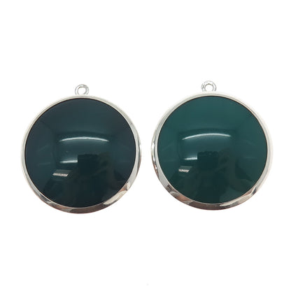 ZUMAN 925 Sterling Silver Vintage Israel Real Green Onyx Jacket Earrings