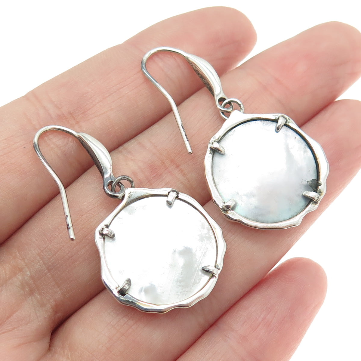 ROBERT LEE MORIS 925 Sterling Silver Vintage Mother-of-Pearl Modernist Earrings