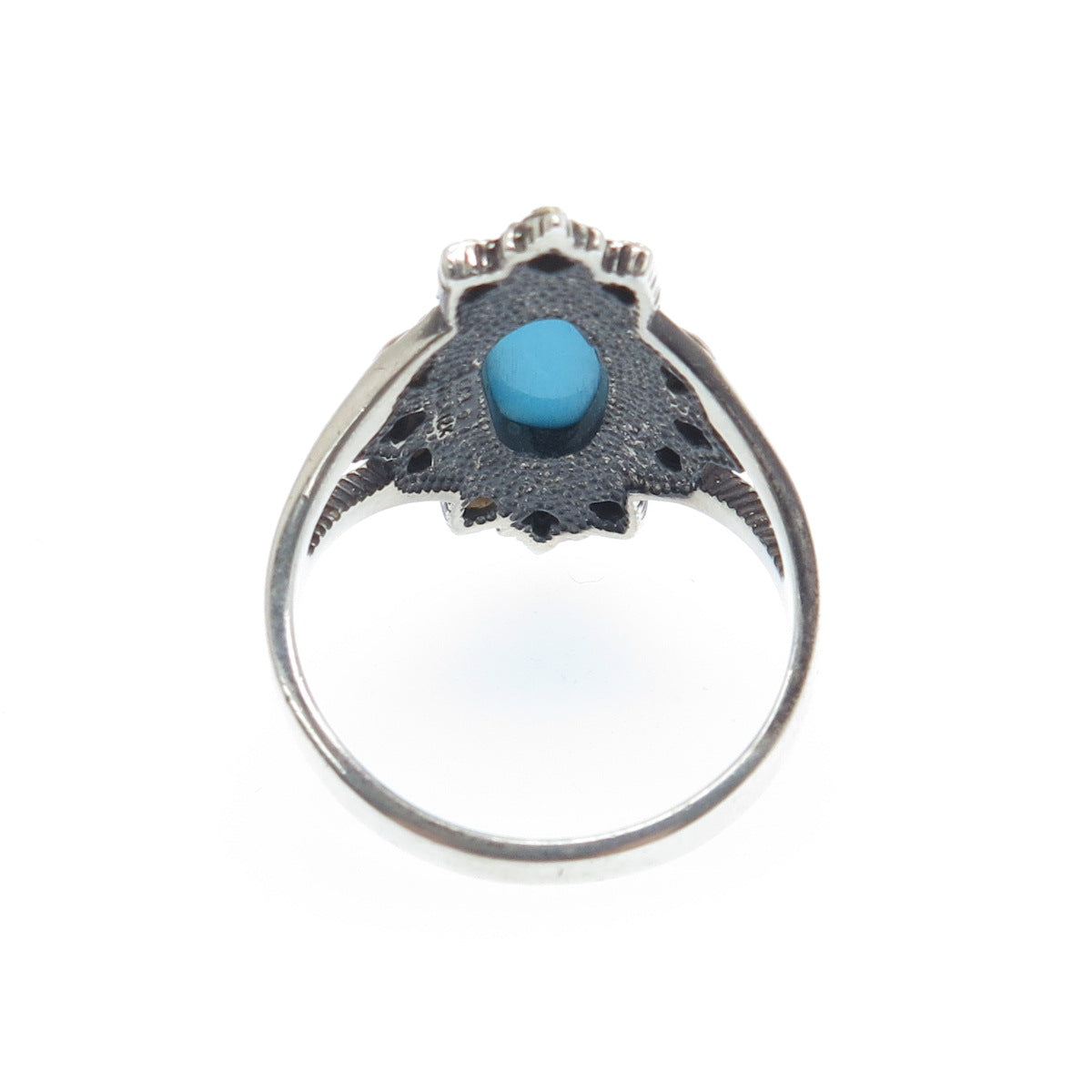 COLEMAN CO 12K Rose & Yellow Gold 925 Sterling Vintage Turquoise Ring Size 11.25