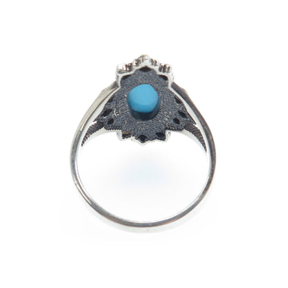 COLEMAN CO 12K Rose & Yellow Gold 925 Sterling Vintage Turquoise Ring Size 11.25