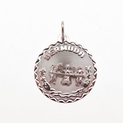 CREA 925 Sterling Silver Vintage Bermuda Dancers Mini Charm Pendant