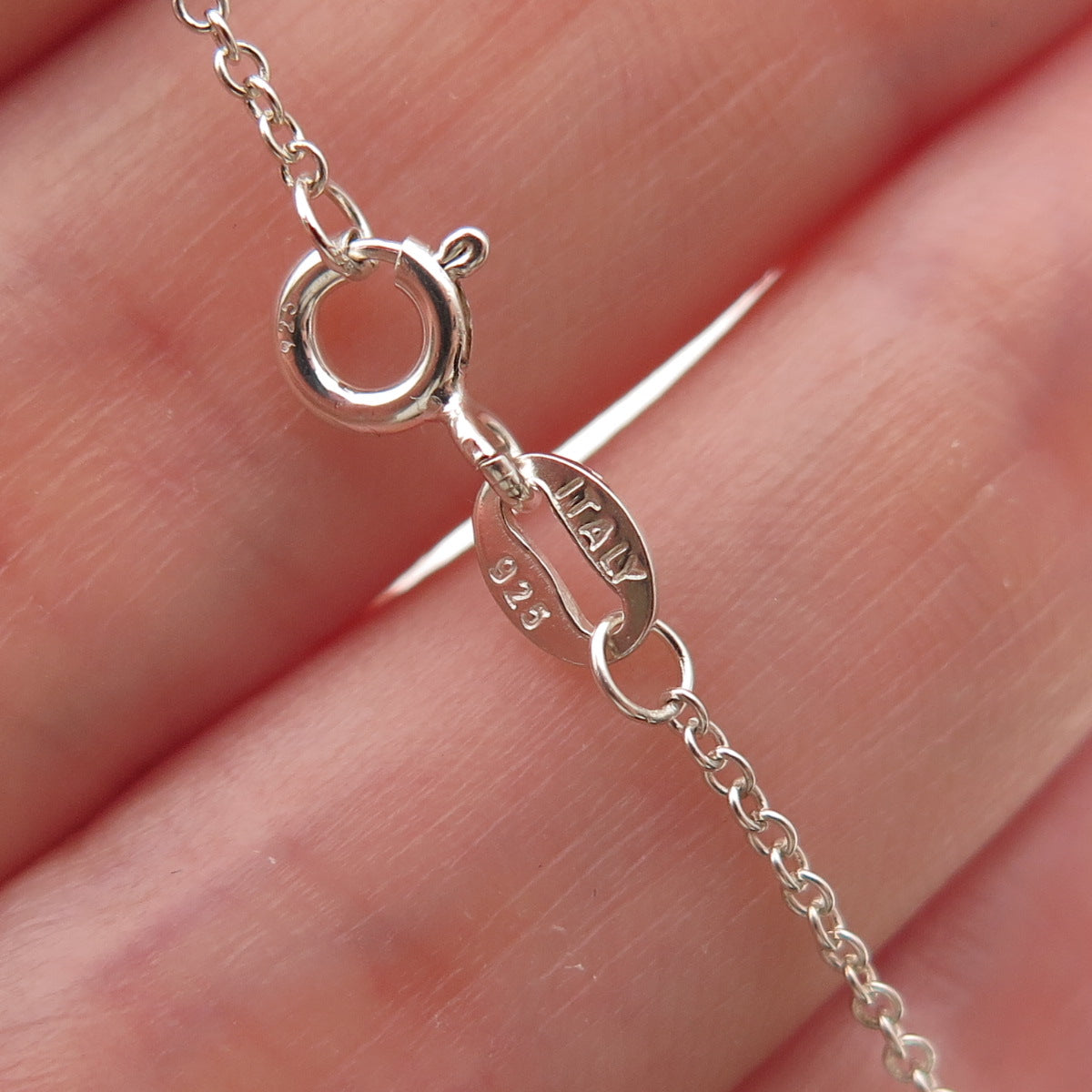 925 Sterling Silver Real Round-Cut Diamond Cable Chain Necklace 18"
