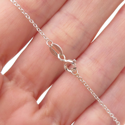 925 Sterling Silver Real Round-Cut Diamond Teardrop Cable Chain Necklace 18"