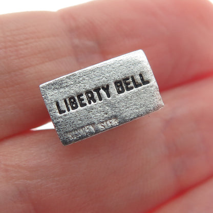 KINNEY Sterling Silver Antique Art Deco Liberty Bell Minimalist Charm Pendant