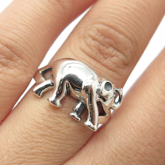 925 Sterling Silver Vintage Elephant For Good Luck Ring Size 7.25