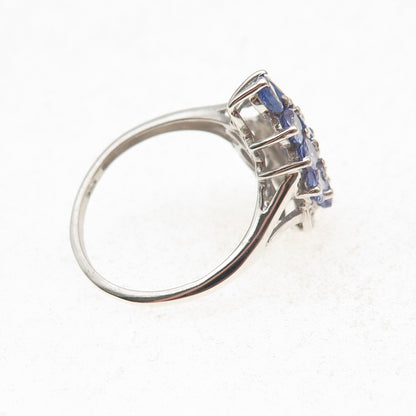 Chuck Clemency 925 Sterling Silver Real Tanzanite & White Topaz Ring Size 8