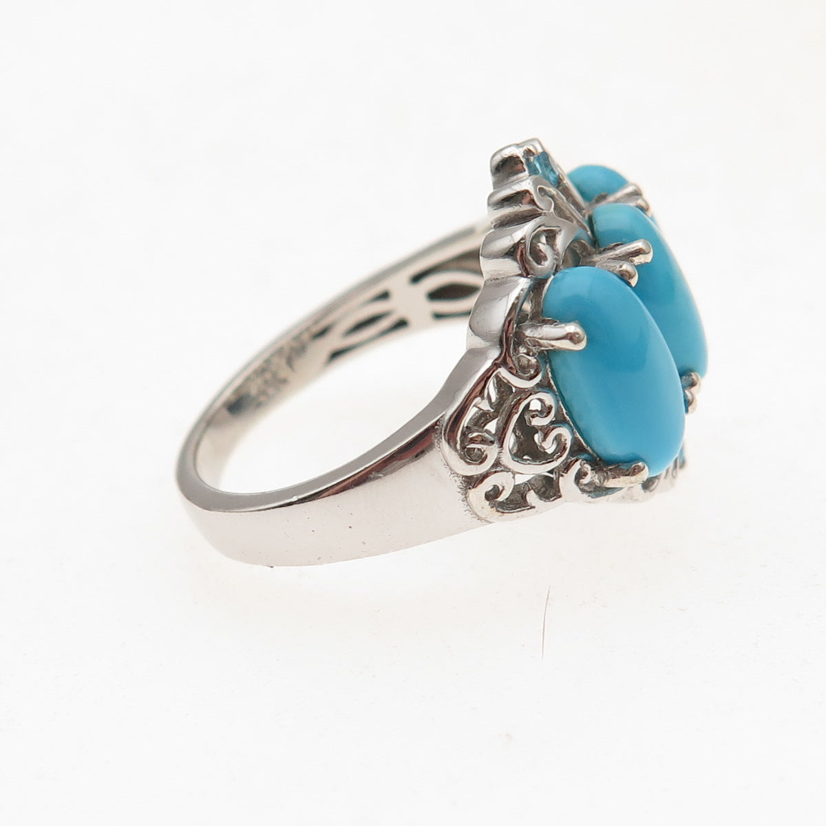 Chuck Clemency 925 Sterling Silver Real Turquoise & Apatite Ring Size 8