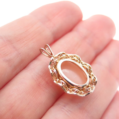 925 Sterling Silver Gold Plated Vintage Optic Fiber Cat's Eye Minimalist Pendant