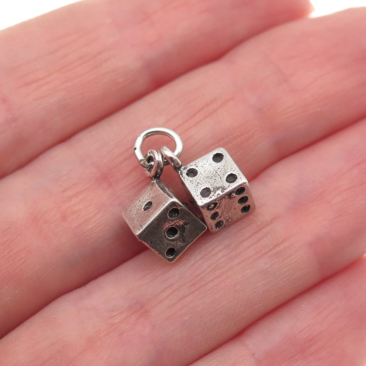 Maisels Indian 925 Sterling Silver Vintage Lucky Dice 3D Mini Charm Pendant