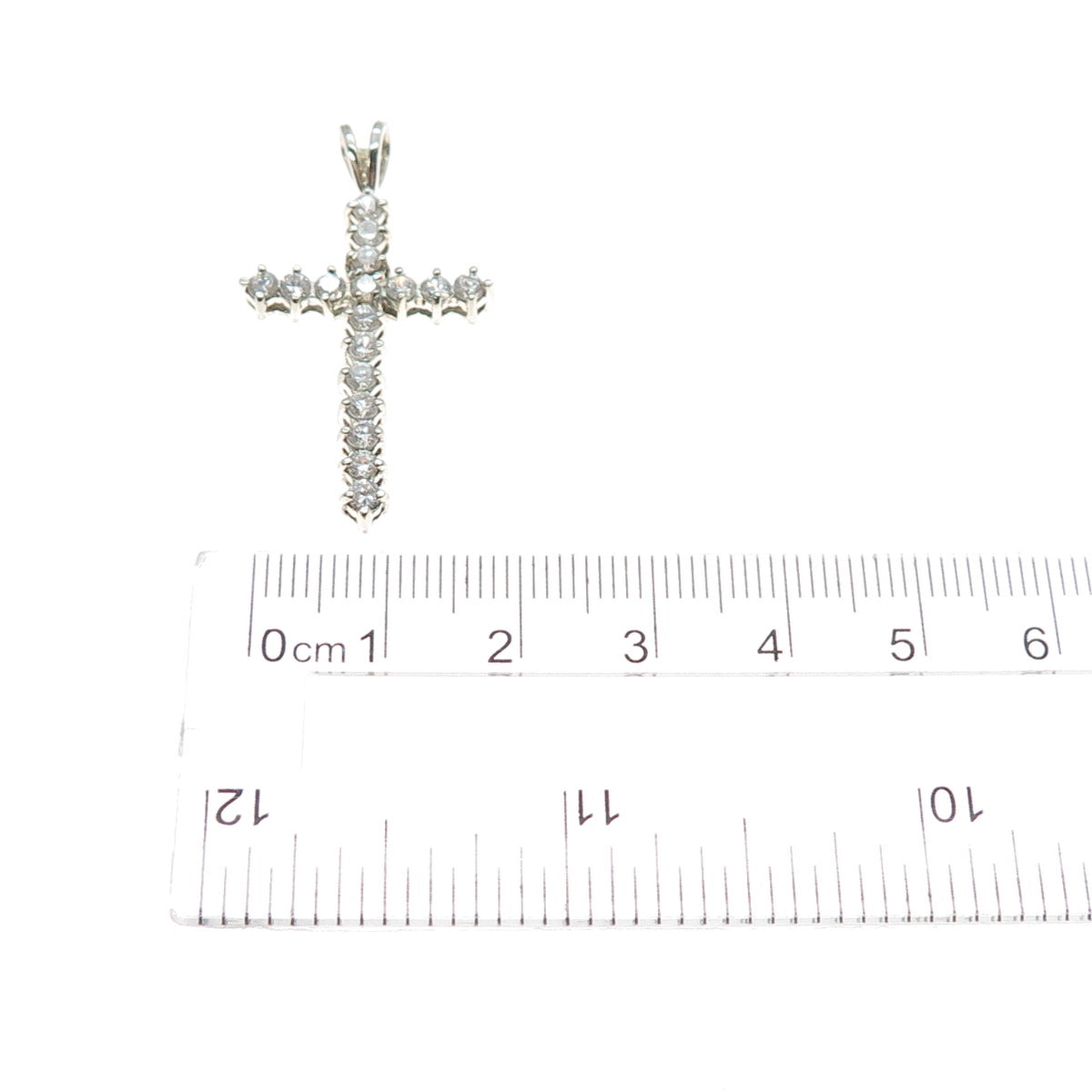 ROSS SIMONS 925 Sterling Silver Round-Cut C Z Cross Charm Pendant