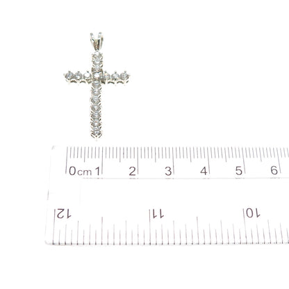 ROSS SIMONS 925 Sterling Silver Round-Cut C Z Cross Charm Pendant