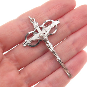 Afco 925 Sterling Silver Antique Art Deco Crucifix Cross Religious Charm Pendant