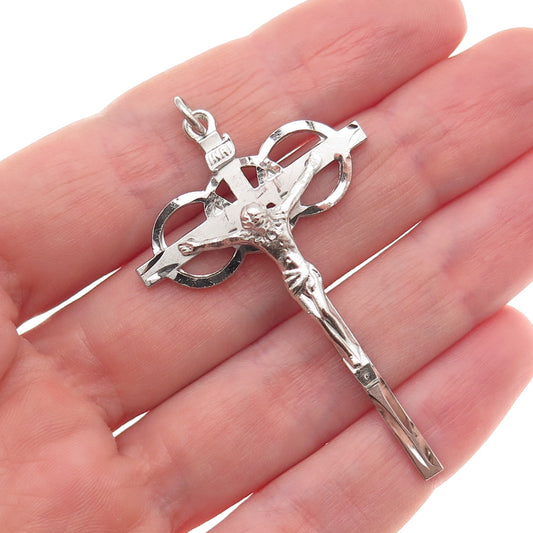 Afco 925 Sterling Silver Antique Art Deco Crucifix Cross Religious Charm Pendant