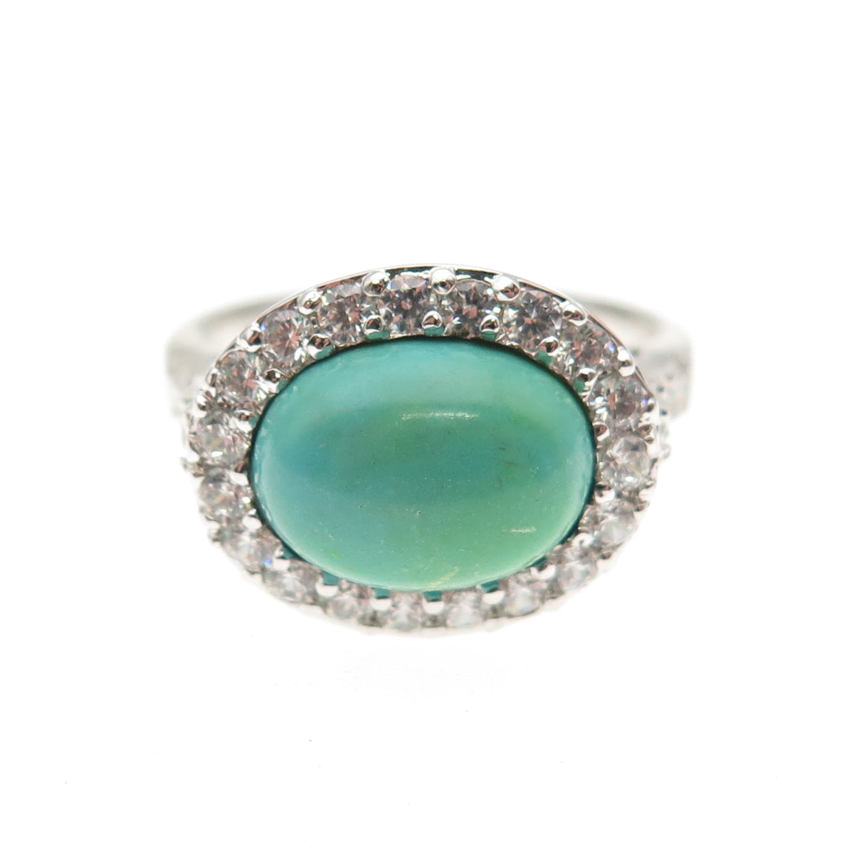 ESPO Joseph Esposito 925 Sterling Silver Real Turquoise & C Z Ring Size 10
