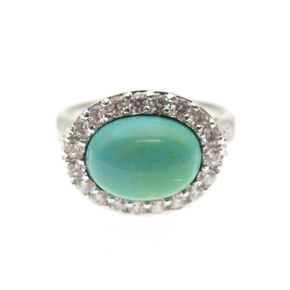ESPO Joseph Esposito 925 Sterling Silver Real Turquoise & C Z Ring Size 10