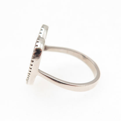 925 Sterling Silver Real Lapis & C Z Heart Ring Size 6.25