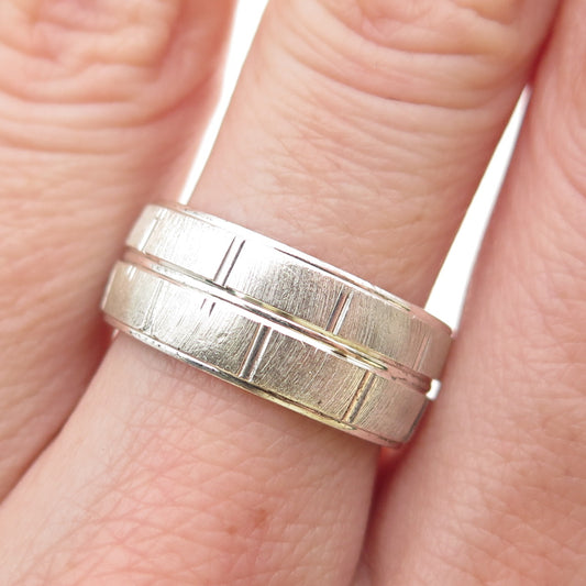 925 Sterling Silver Vintage Textured Band Ring Size 7