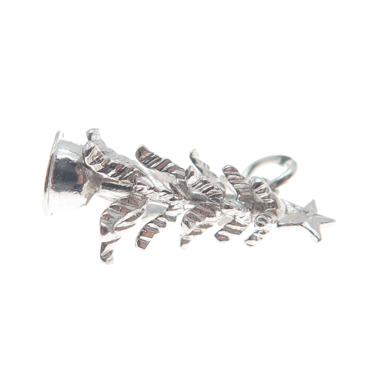 925 Sterling Silver Vintage Christmas Tree Minimalist 3D Charm Pendant