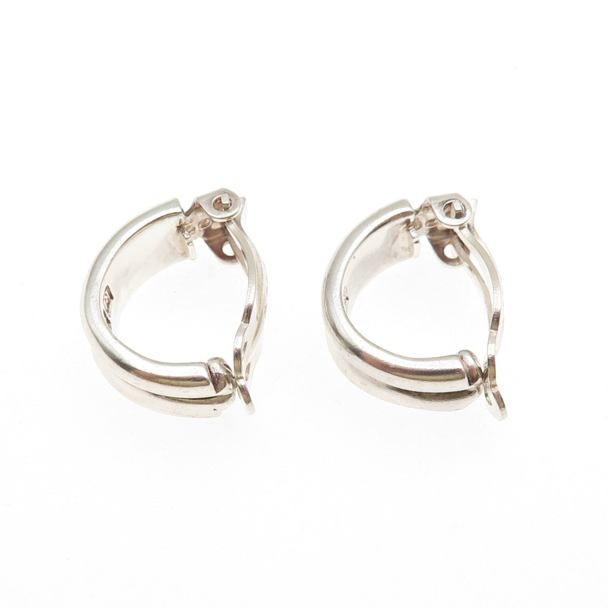 Ralph Lauren 925 Sterling Silver Vintage Modernist 2-Row Clip On Earrings