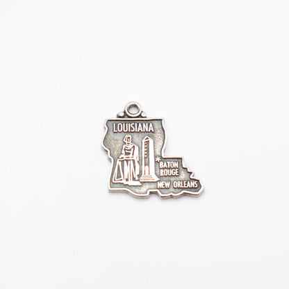 925 Sterling Silver Vintage Maisels Indian Trading Post "Louisiana" Map Pendant