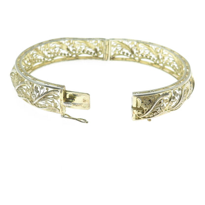 WILLI NONNENMANN 800 Silver Gold Plated Vintage Filigree Bangle Bracelet 7.5"