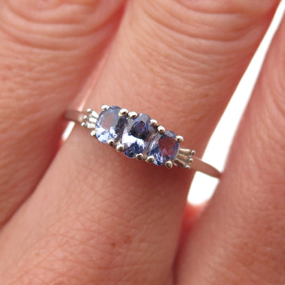 Chuck Clemency 925 Sterling Silver Real Oval-Cut Tanzanite Ring Size 8