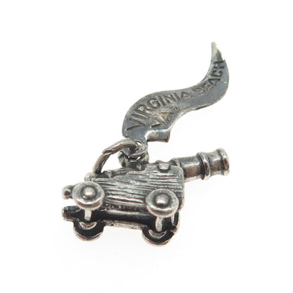 PACIFIC JEWELRY 925 Sterling Silver Vintage "Virginia Beach" Artillery Pendant
