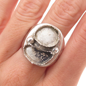 Rex Abeita Navajo Old Pawn 925 Sterling Vintage Ring Size 10.75 (missing stones)