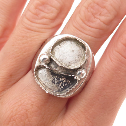 Rex Abeita Navajo Old Pawn 925 Sterling Vintage Ring Size 10.75 (missing stones)