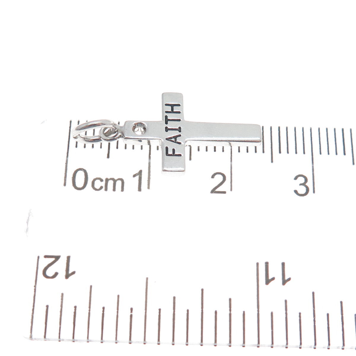925 Sterling Silver Vintage "Faith" Cross Minimalist Charm Pendant