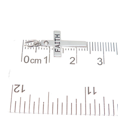 925 Sterling Silver Vintage "Faith" Cross Minimalist Charm Pendant