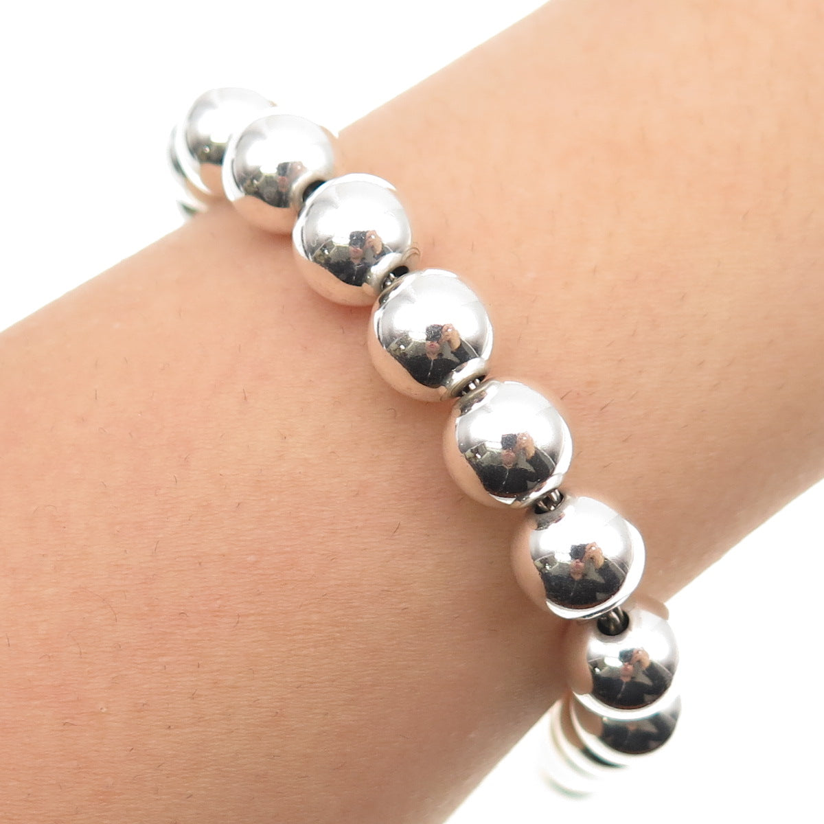 TIFFANY & CO. 925 Sterling Silver Vintage HardWear Ball Beaded Bracelet 7.5"