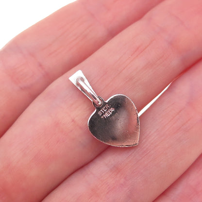 Theda 925 Sterling Silver Antique Art Deco Real Marcasite Heart Charm Pendant