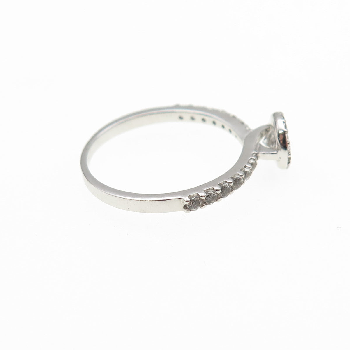 925 Sterling Silver Real Round-Cut White Topaz Engagement Ring Size 6.75