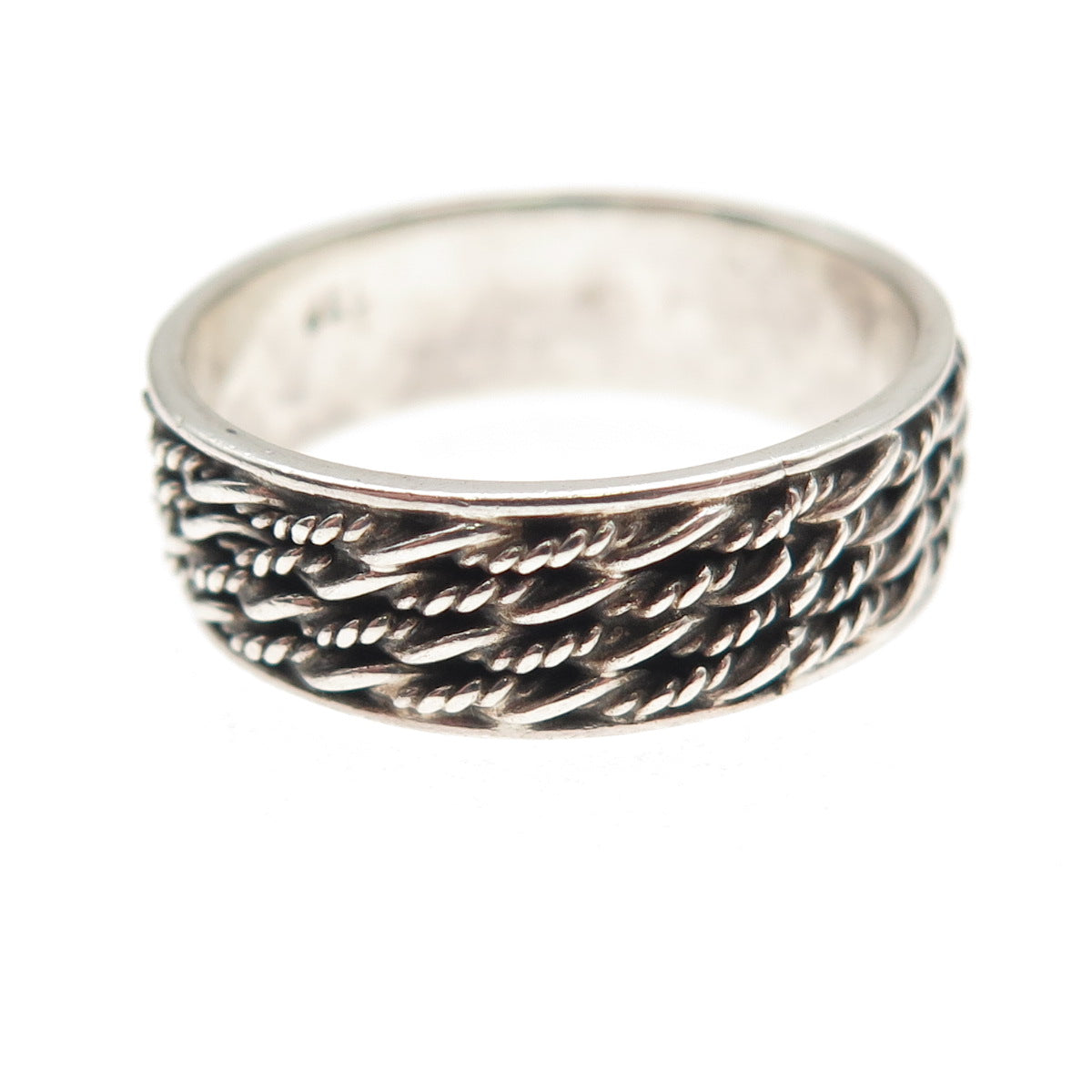 925 Sterling Silver Vintage Twisted Wire Oxidized Band Ring Size 9