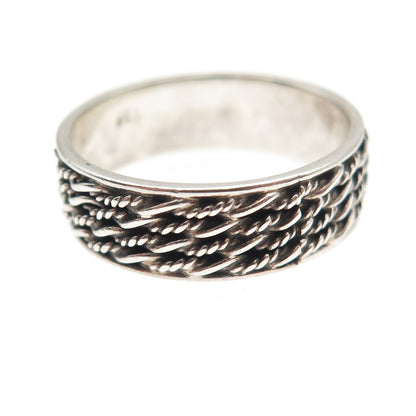 925 Sterling Silver Vintage Twisted Wire Oxidized Band Ring Size 9