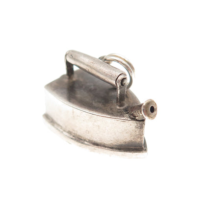 925 Sterling Silver Antique China Laundry Iron 3D Mini Charm Pendant