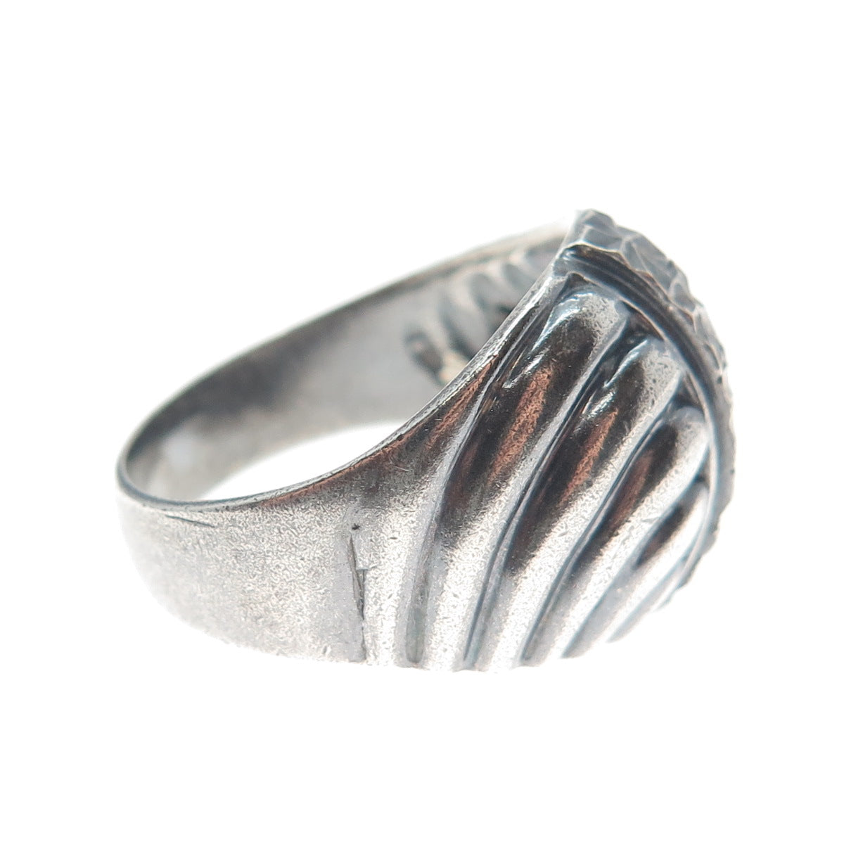 BEVERLY HILLS 925 Sterling Silver Vintage Diamond-Cut Oxidized Ring Size 9.25