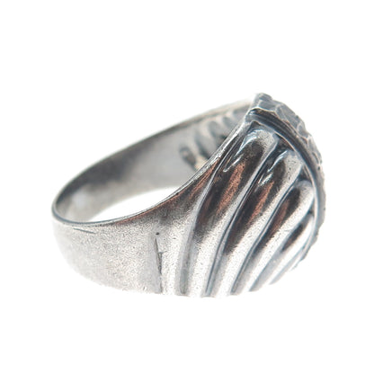 BEVERLY HILLS 925 Sterling Silver Vintage Diamond-Cut Oxidized Ring Size 9.25
