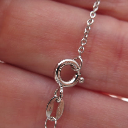 925 Sterling Silver Round-Cut Blue & White C Z Cable Chain Necklace 18"