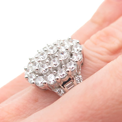 SAMARA SJD 925 Sterling Silver Round & Emerald-Cut C Z Ring Size 6