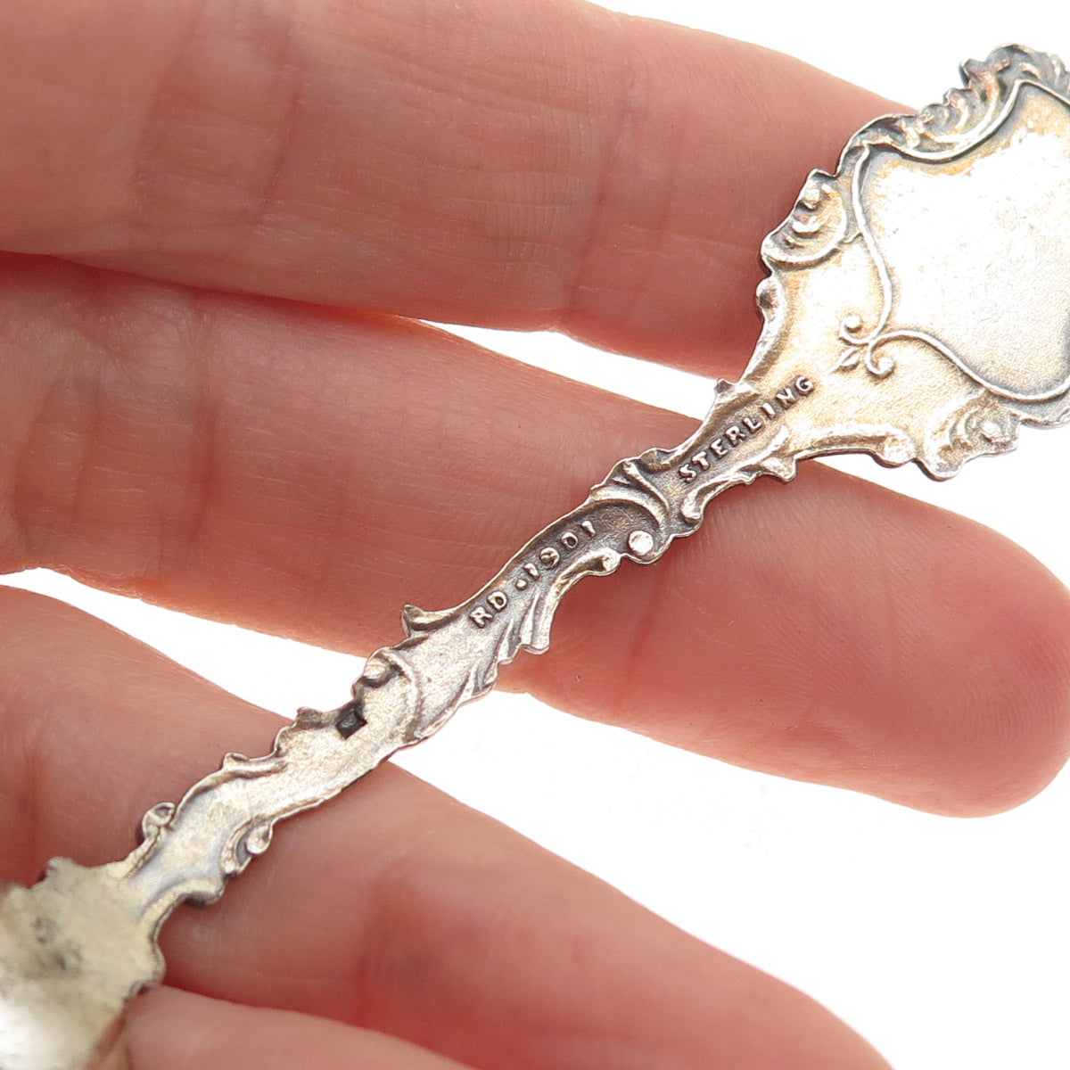 925 Sterling Silver Antique 1901 Canada Enamel Halifax Maple Leaf Coffee Spoon