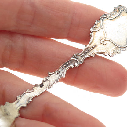 925 Sterling Silver Antique 1901 Canada Enamel Halifax Maple Leaf Coffee Spoon