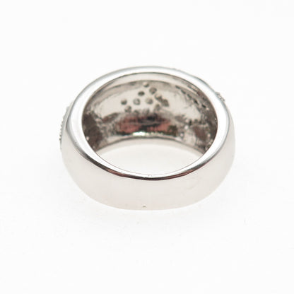 925 Sterling Silver Black Enamel Round-Cut C Z Heart Ring Size 6